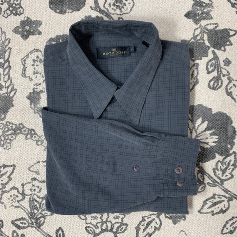 Bugatchi Gray/Black Checked Button Down Shirt - image 6